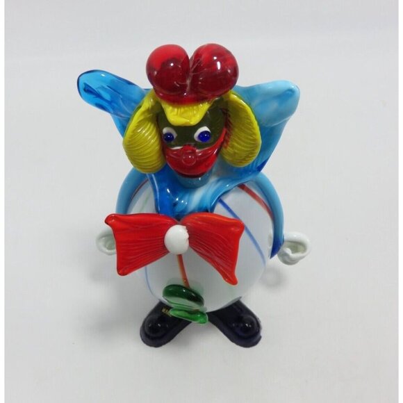 Murano Glass Clown Red Bow Tie and Green Buttons 11" Tall Vintage Italy - Picture 7 of 10